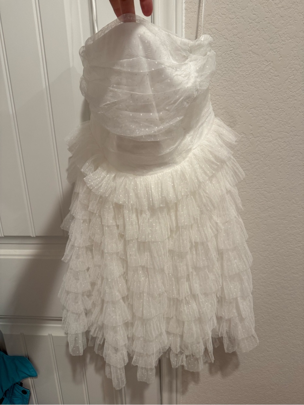 Storia White Sparkle Ruffled Tulle Skirt